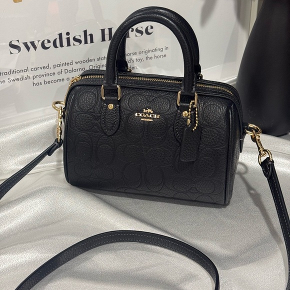 Coach Mini Rowan Crossbody Bag In Signature Leather CCF28 pebbled leather/Black